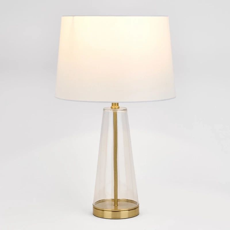 Clear Glass & Brass Metal Large Table Lamp Base
