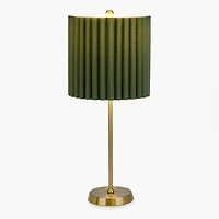 Gold Stick Lamp with Green Scalloped Shade