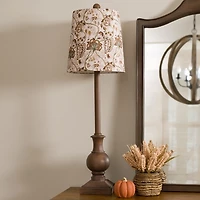Brown Buffet Lamp with Leaf Printed Shade
