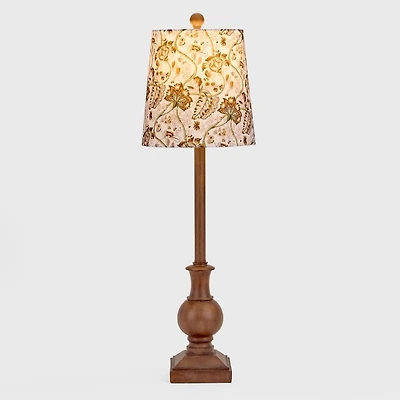 Brown Buffet Lamp with Leaf Printed Shade