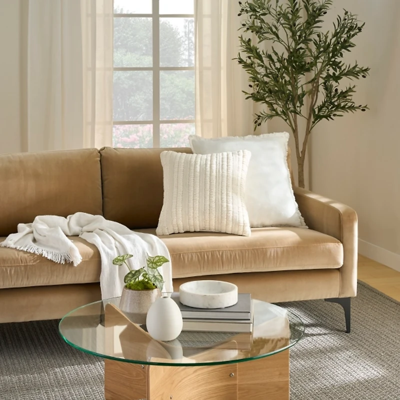 Ivory Woven Stripe Pillow