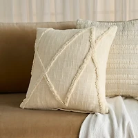 Ivory Distressed Diamond Pillow