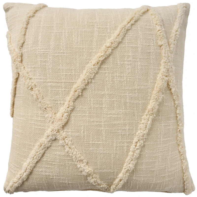 Ivory Distressed Diamond Pillow