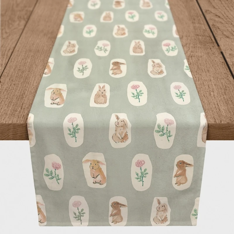 Bunny and Flower Dot Easter Table Runner, 72 in.