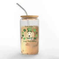 Four Paws Four Leaf Clovers Glass Can Tumbler