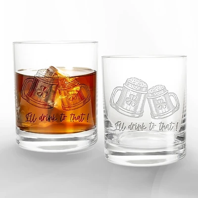 Drink to That Whiskey Glasses, Set of 2