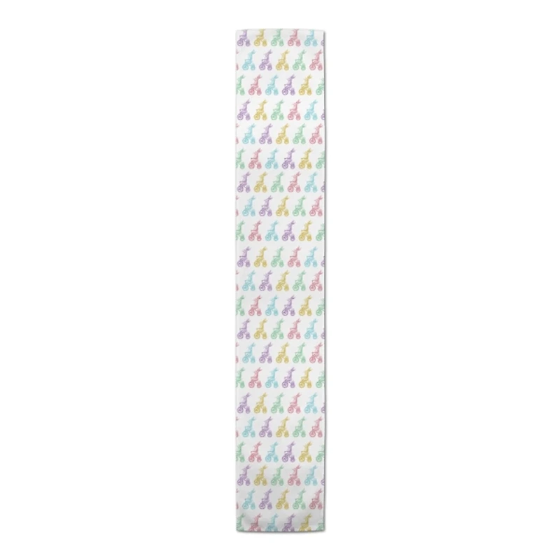 Pastel Bunnies on Bikes Table Runner, 90 in.