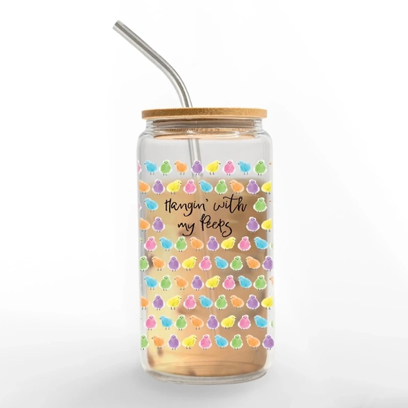 Hanging with My Peeps Glass Can Tumbler