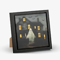 LED Ghost Haunted House Canvas Word Block