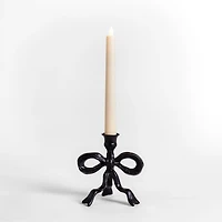 Black Metal Bow Taper Candle Holder, 6 in.