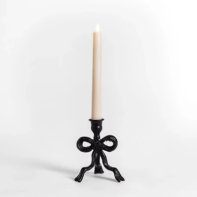 Black Metal Bow Taper Candle Holder, 5.5 in.