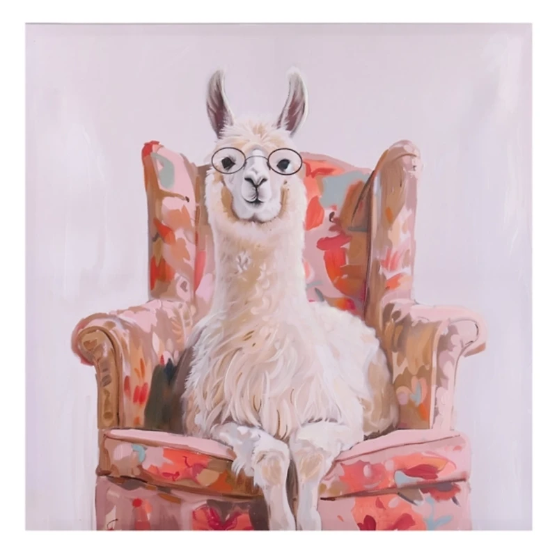 Llama in an Armchair Canvas Art Print