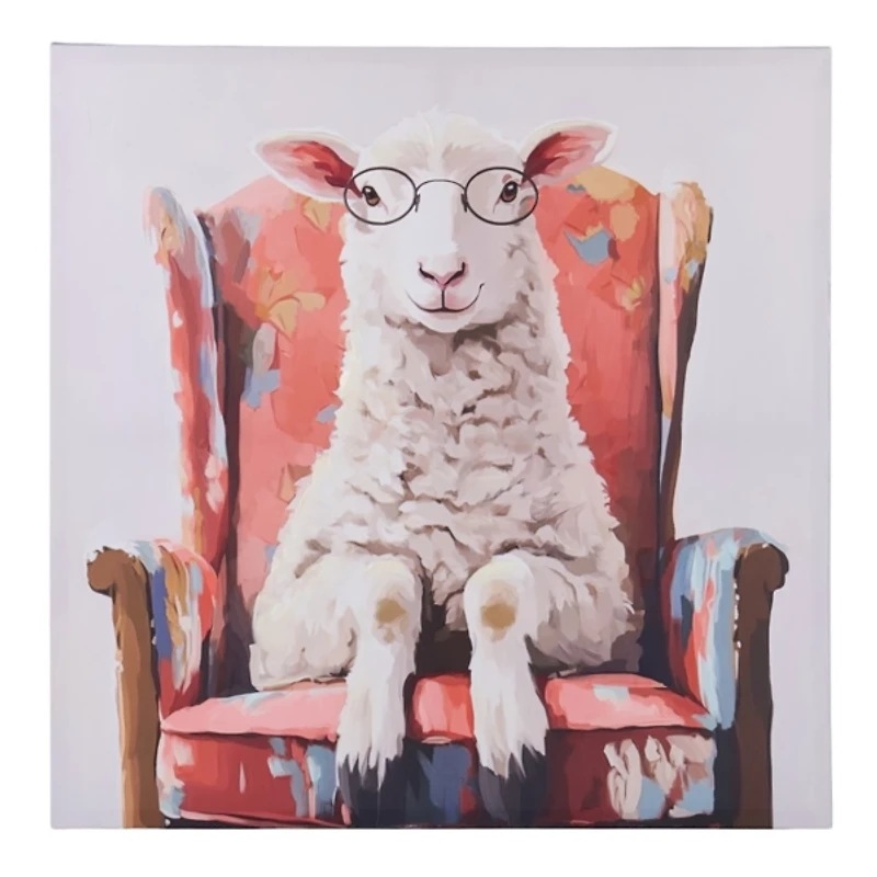 Sheep in an Armchair Canvas Art Print