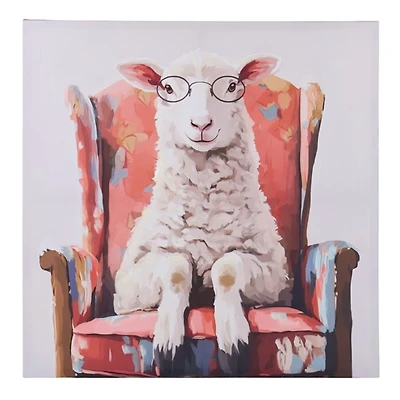 Sheep in an Armchair Canvas Art Print