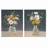 Navy Floral Vases Canvas Art Prints, Set of 2