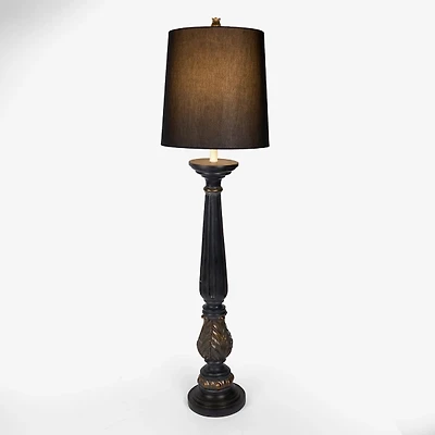 Casius Black Carved Floor Lamp