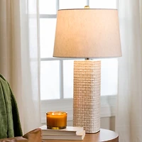Ivory Basketweave Ceramic Table Lamp