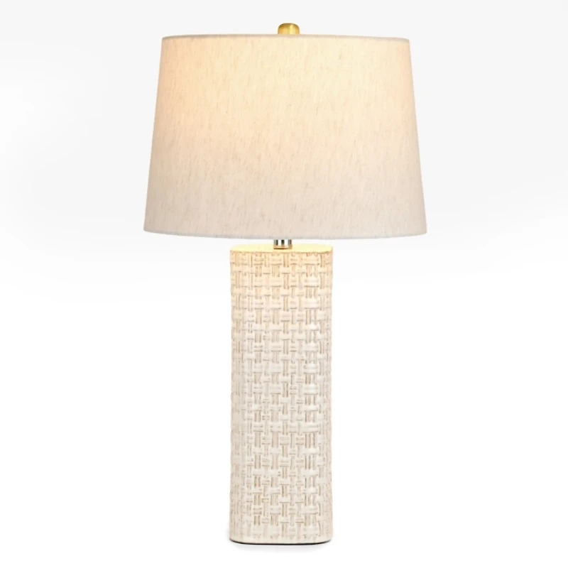 Ivory Basketweave Ceramic Table Lamp