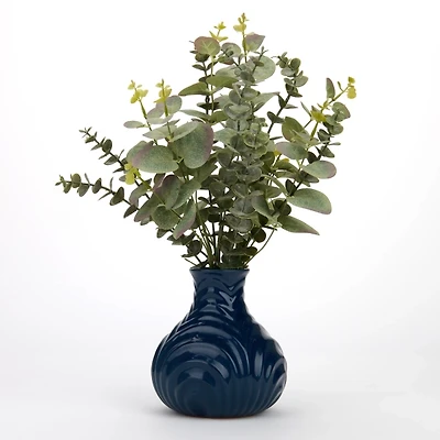Spiral Eucalyptus Arrangement in Navy Vase