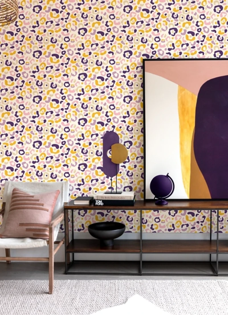 Purple Leopard Pattern Peel and Stick Wallpaper