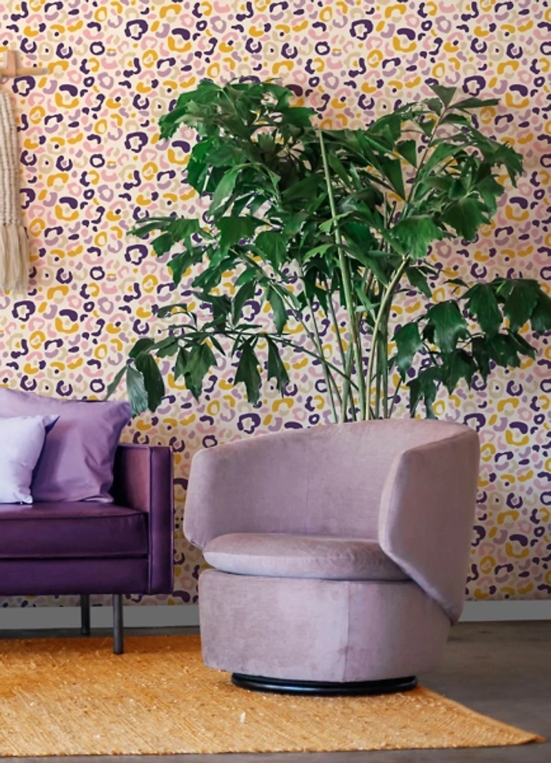 Purple Leopard Pattern Peel and Stick Wallpaper
