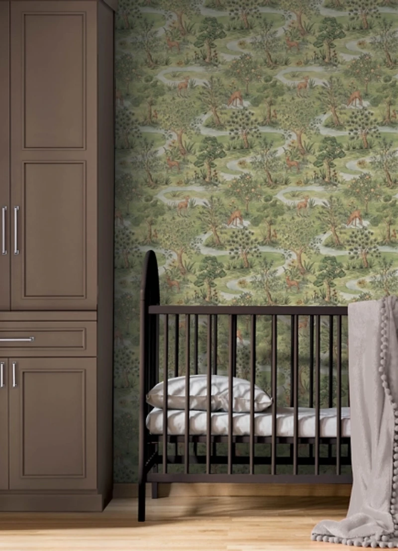 Green Bramble Forest Peel and Stick Wallpaper