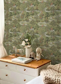 Green Bramble Forest Peel and Stick Wallpaper