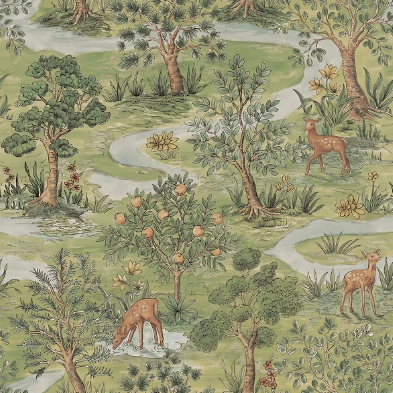 Green Bramble Forest Peel and Stick Wallpaper