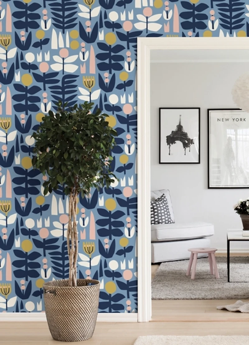 Blue Folk Kids Peel and Stick Wallpaper