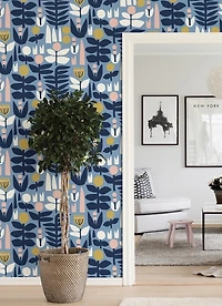 Blue Folk Kids Peel and Stick Wallpaper