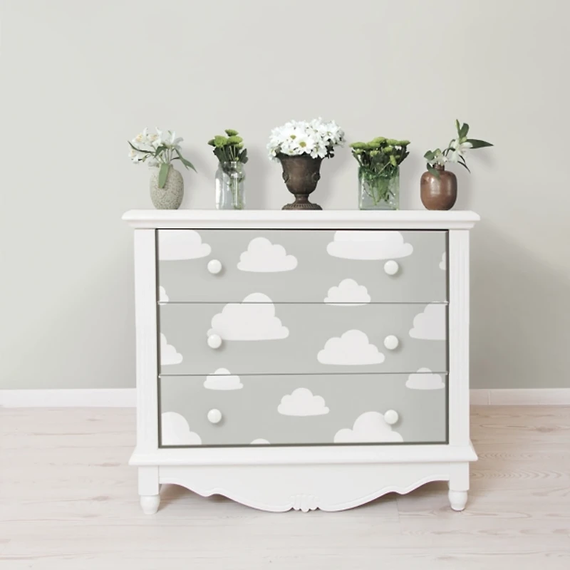 Gray Clouds Kids Peel and Stick Wallpaper