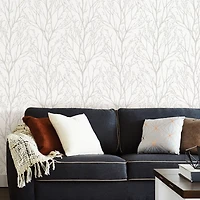 Silver Treetops Kids Peel and Stick Wallpaper