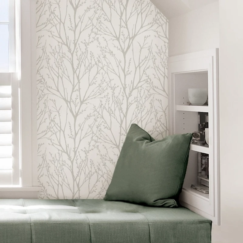 Silver Treetops Kids Peel and Stick Wallpaper