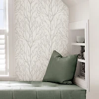 Silver Treetops Kids Peel and Stick Wallpaper