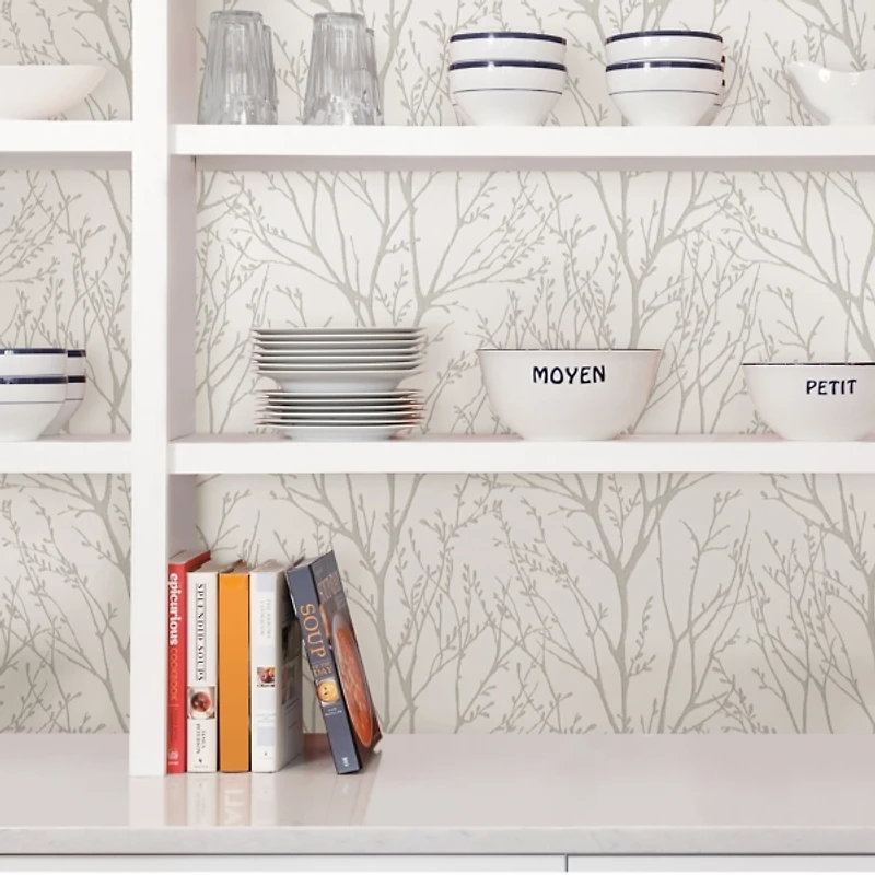 Silver Treetops Kids Peel and Stick Wallpaper