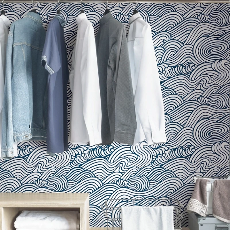 Navy Saybrook Kids Peel and Stick Wallpaper