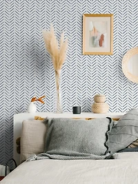 Blue and White Chevron Peel and Stick Wallpaper