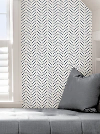 Blue and White Chevron Peel and Stick Wallpaper