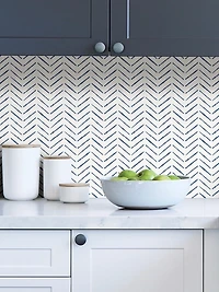 Blue and White Chevron Peel and Stick Wallpaper