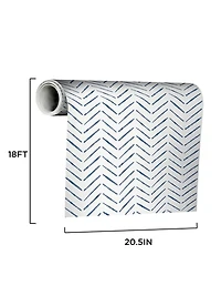 Blue and White Chevron Peel and Stick Wallpaper