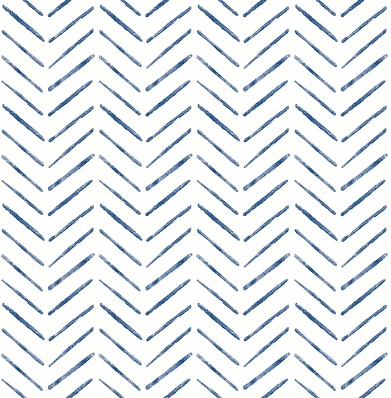 Blue and White Chevron Peel and Stick Wallpaper