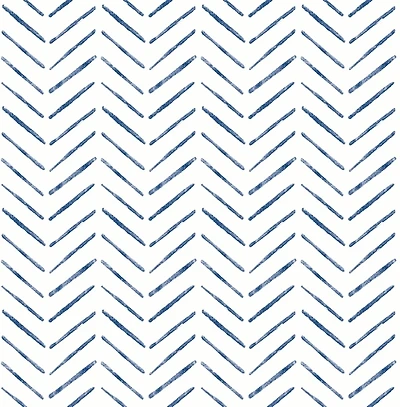 Blue and White Chevron Peel and Stick Wallpaper
