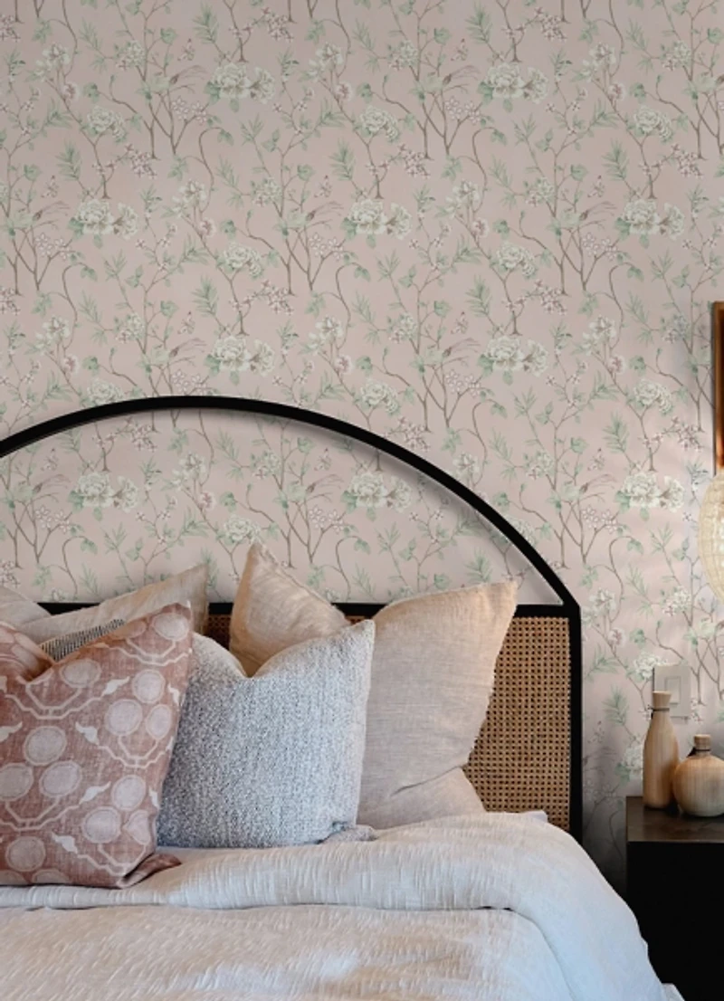 Pink Chinoiserie Peel and Stick Wallpaper