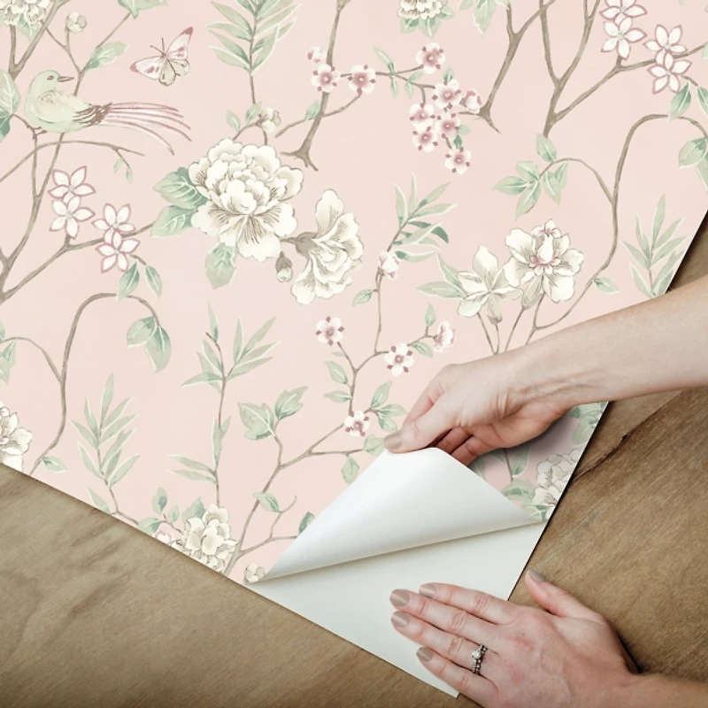 Pink Chinoiserie Peel and Stick Wallpaper