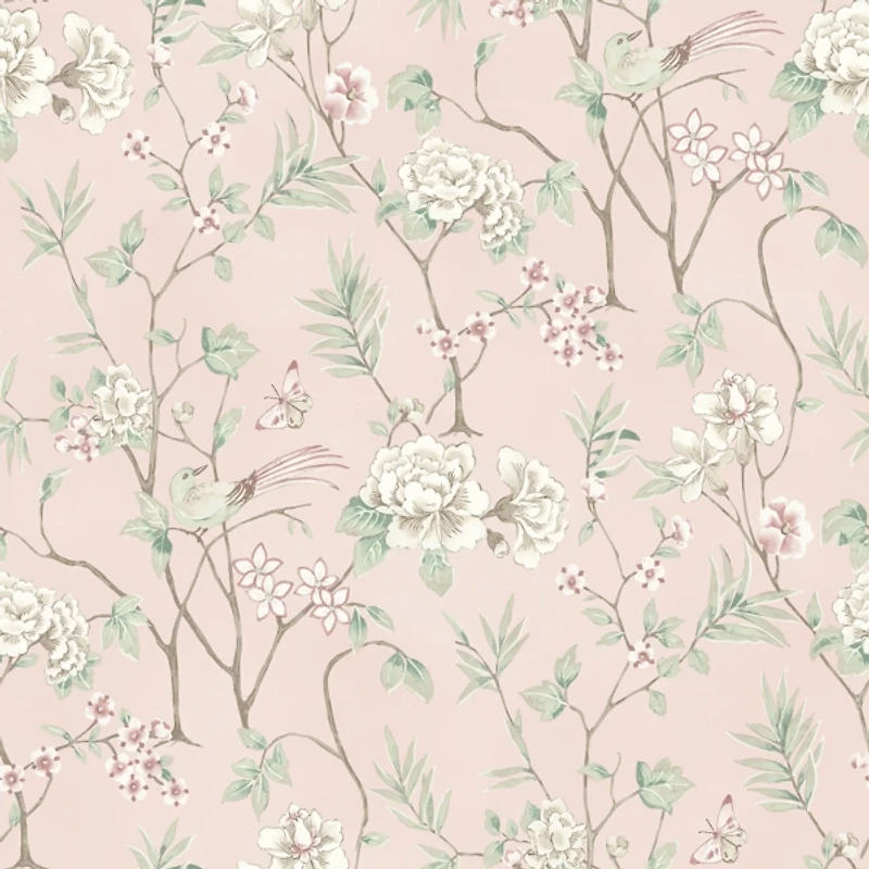 Pink Chinoiserie Peel and Stick Wallpaper