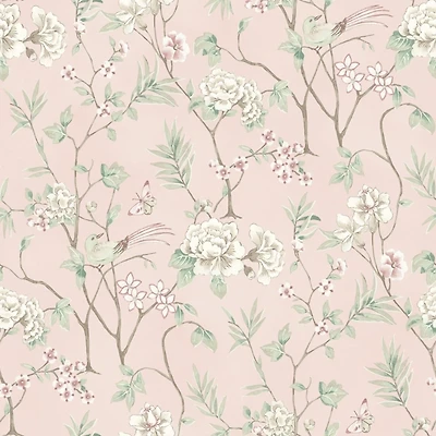 Pink Chinoiserie Peel and Stick Wallpaper