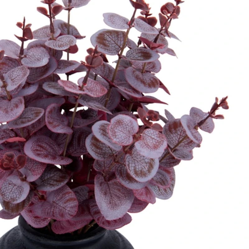 Purple Eucalyptus Arrangement in Black Vase
