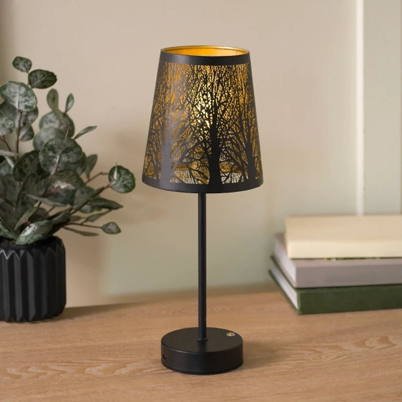 LED Black Laser Cut Trees Table Lamp