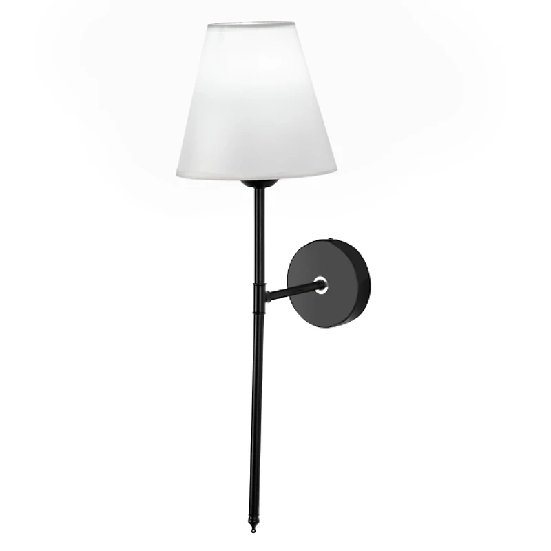Black Metal Tapered Shade Wall Sconces, Set of 2