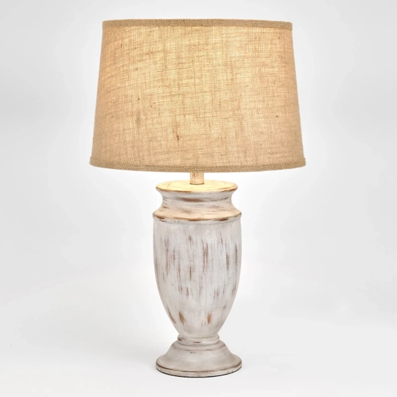 Distressed White Urn Large Table Lamp Base